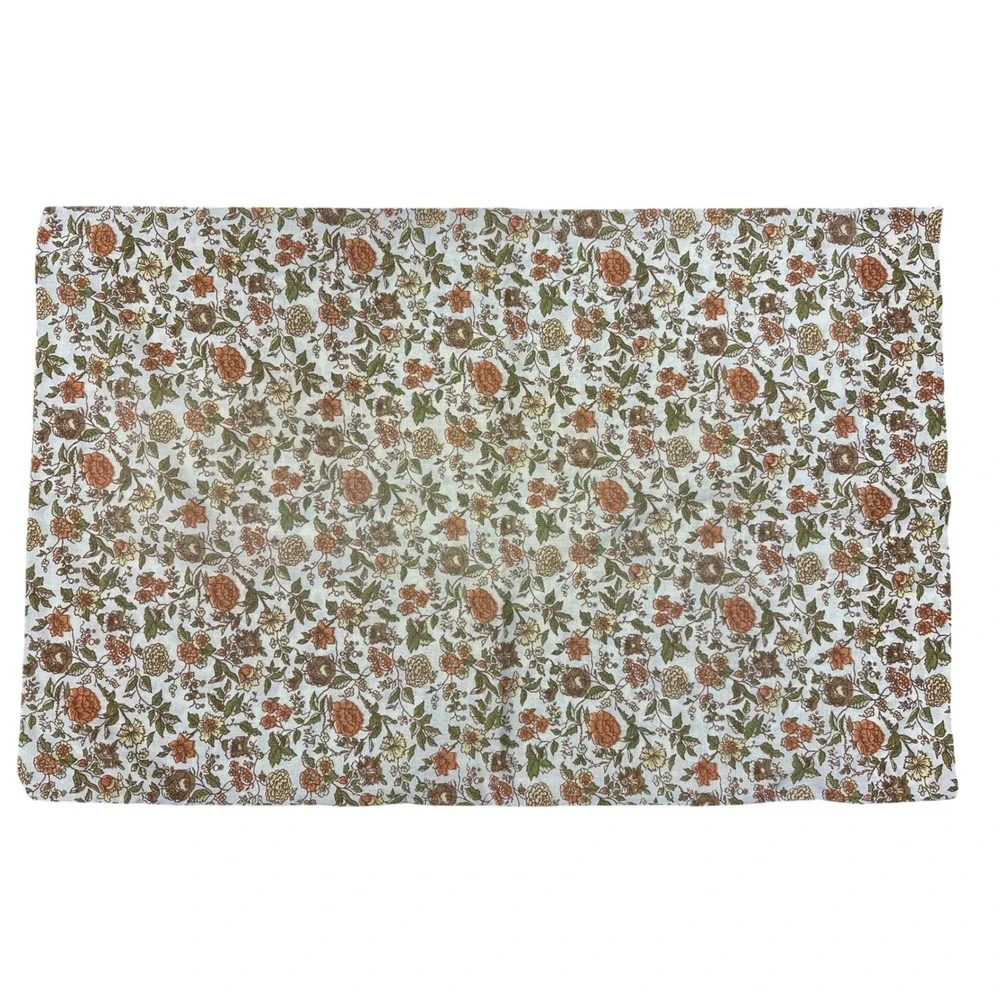 Vintage 70s Tastemaker Earthy Floral Twin Sheet Set Boho Cottagecore